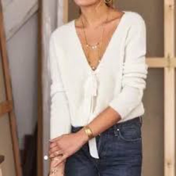 Sézane Cassie Reversible Cozy Cream Women's Sweater - Picture 7 of 8